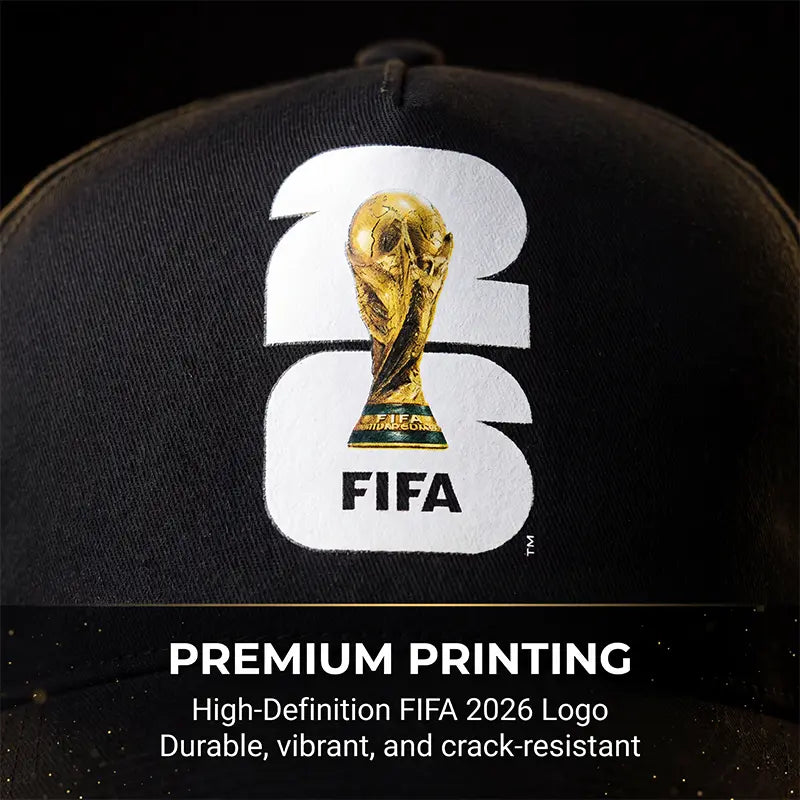 FIFA 2026 World Cup Commemorative Victory Cap - Trophy Silhouette Snapback Baseball Hat, White/Green/Black Casual Fan Collectible for Sports, Streetwear